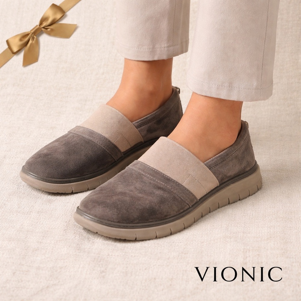Vionic Gray Suede Slip-On Comfort Shoes Orthotic 7